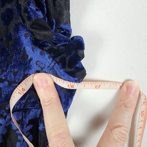 NWT Lulus Poised Excellence Black and Blue Velvet Burnout Jumpsuit Size Small - Picture 7 of 9